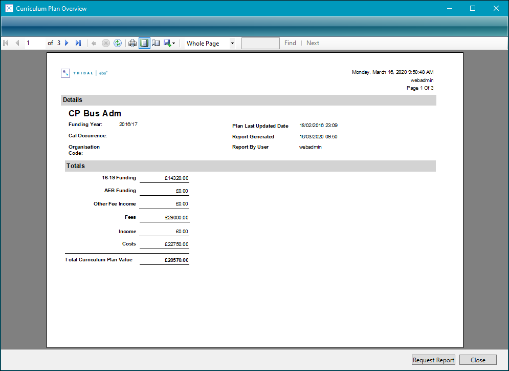 Curriculum Planner Reports